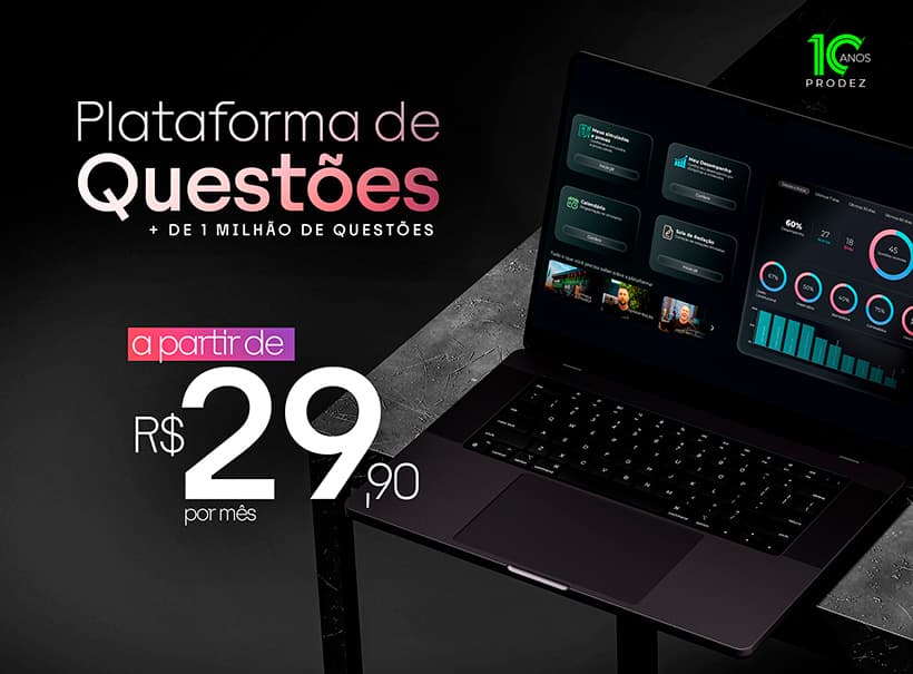 Plataforma de Questões do Prodez, mais de 1 milhão de questões, a partir de R$29,90 por mês