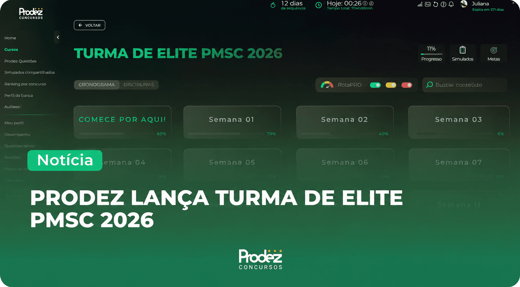 Prodez lança Turma de Elite PMSC 2026