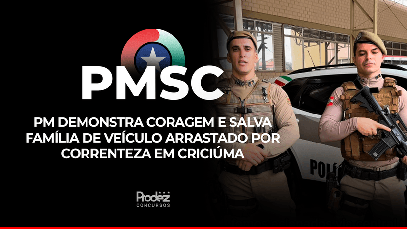 PM demonstra coragem e salva família de veículo arrastado por correnteza em Criciúma